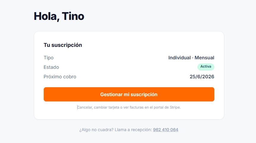 Tu cuenta de socio con la suscripción activa