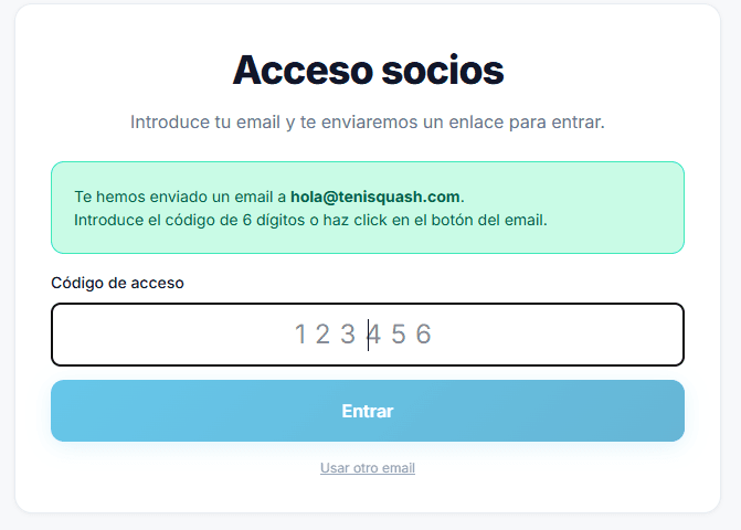Pantalla para introducir el código