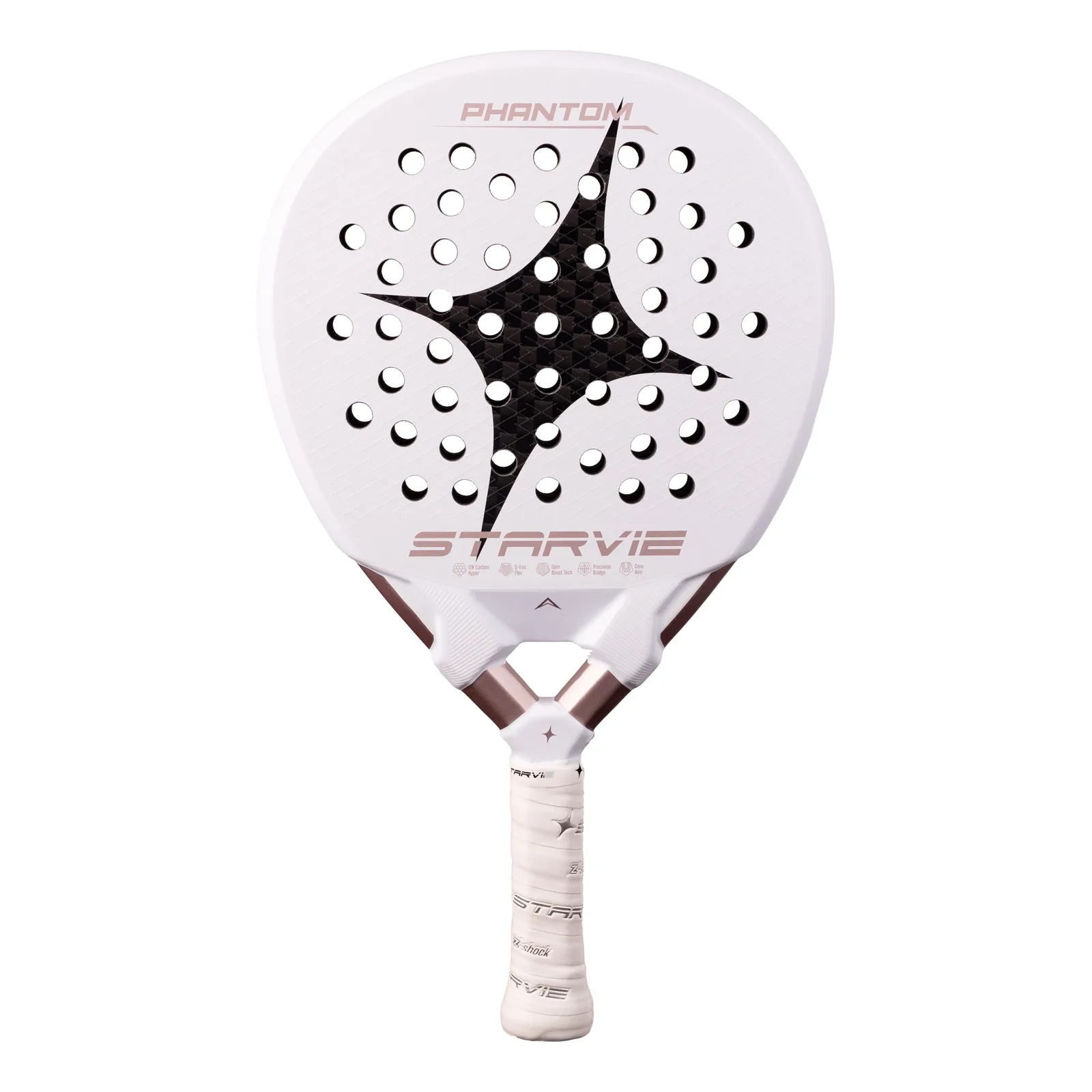 Pala de pádel StarVie Phantom 2027 vista de frente, en blanco