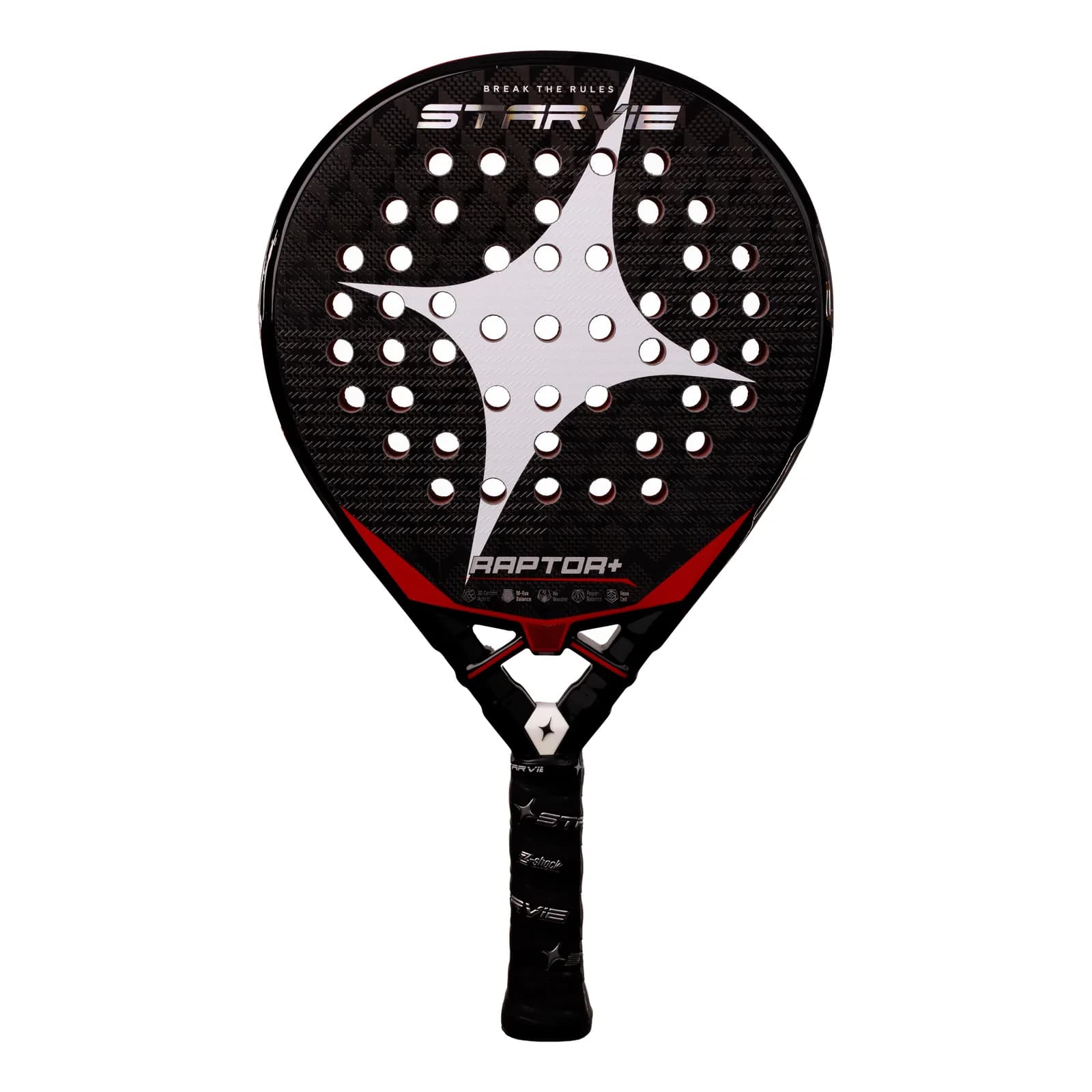 Pala de pádel StarVie Raptor+ Red 2027 vista de frente
